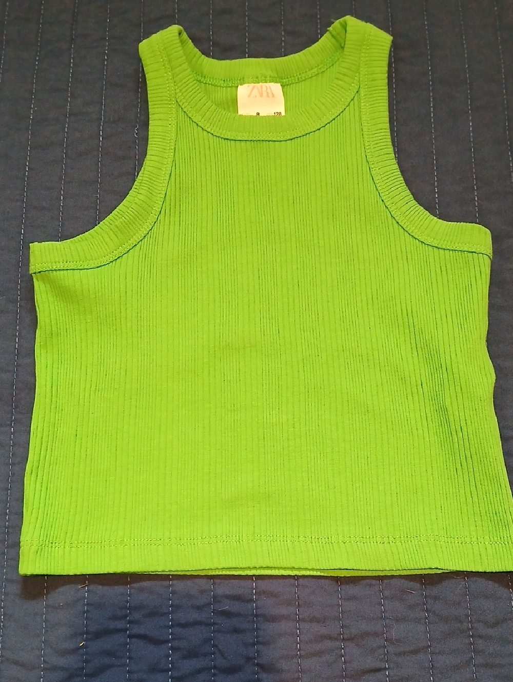 Zara Bright Lime Ribbed Crop Tank
